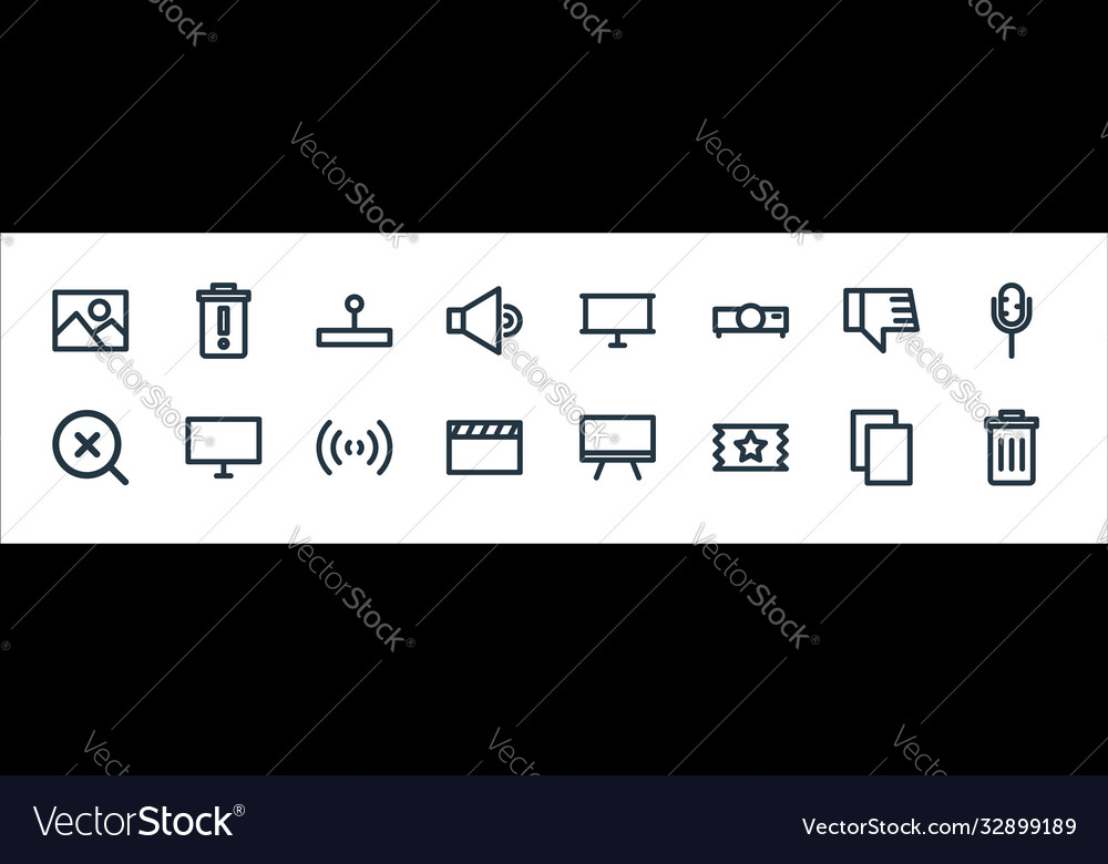 Multimedia line icons linear set quality vector image Multimedia line icons linear set quality