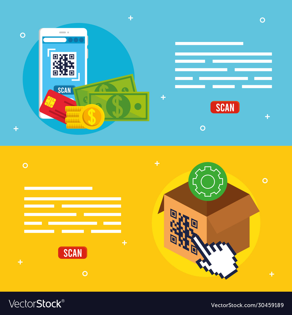 Qr code inside smartphone and box design