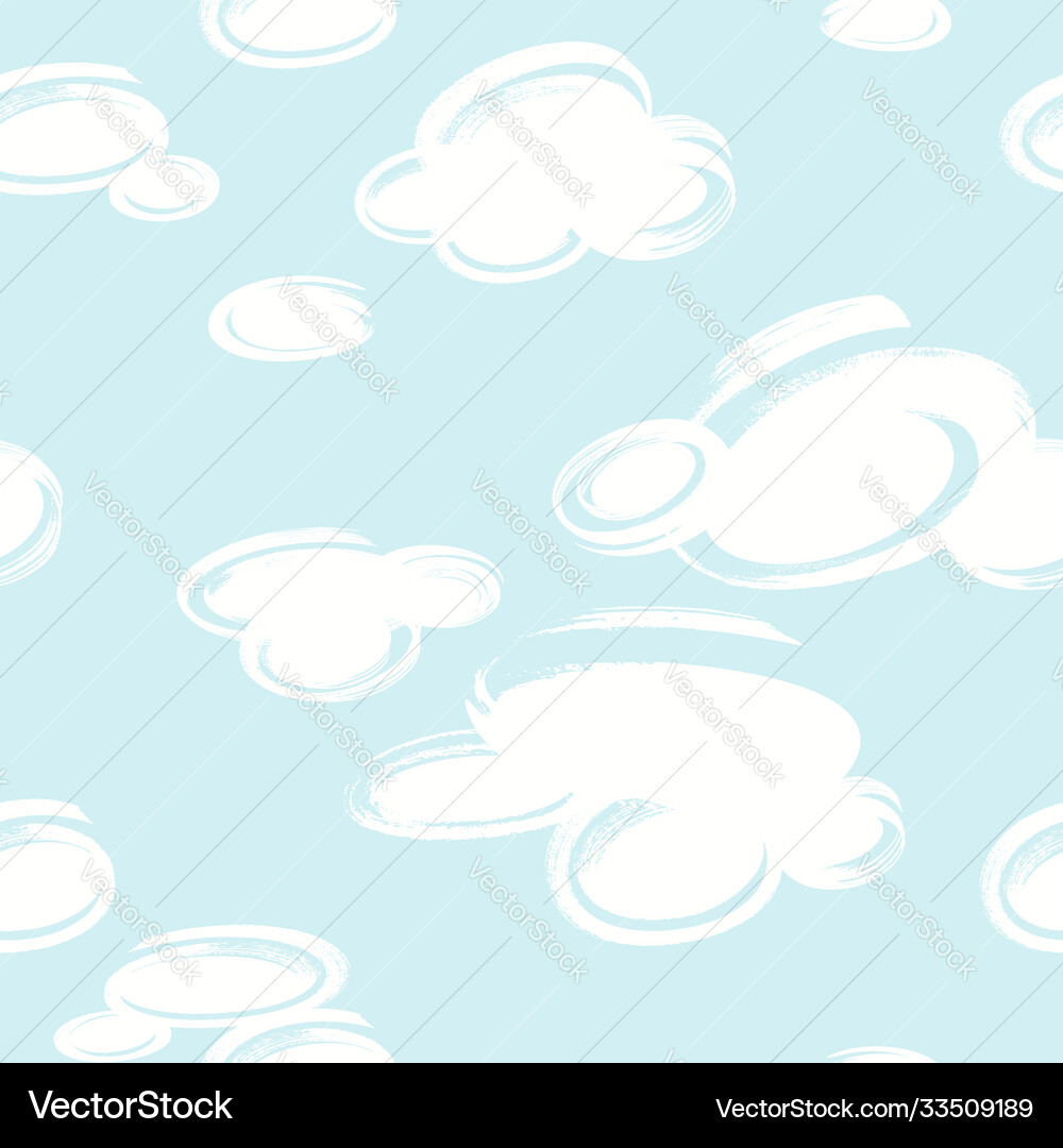 Seamless pattern with white clouds Royalty Free Vector Image