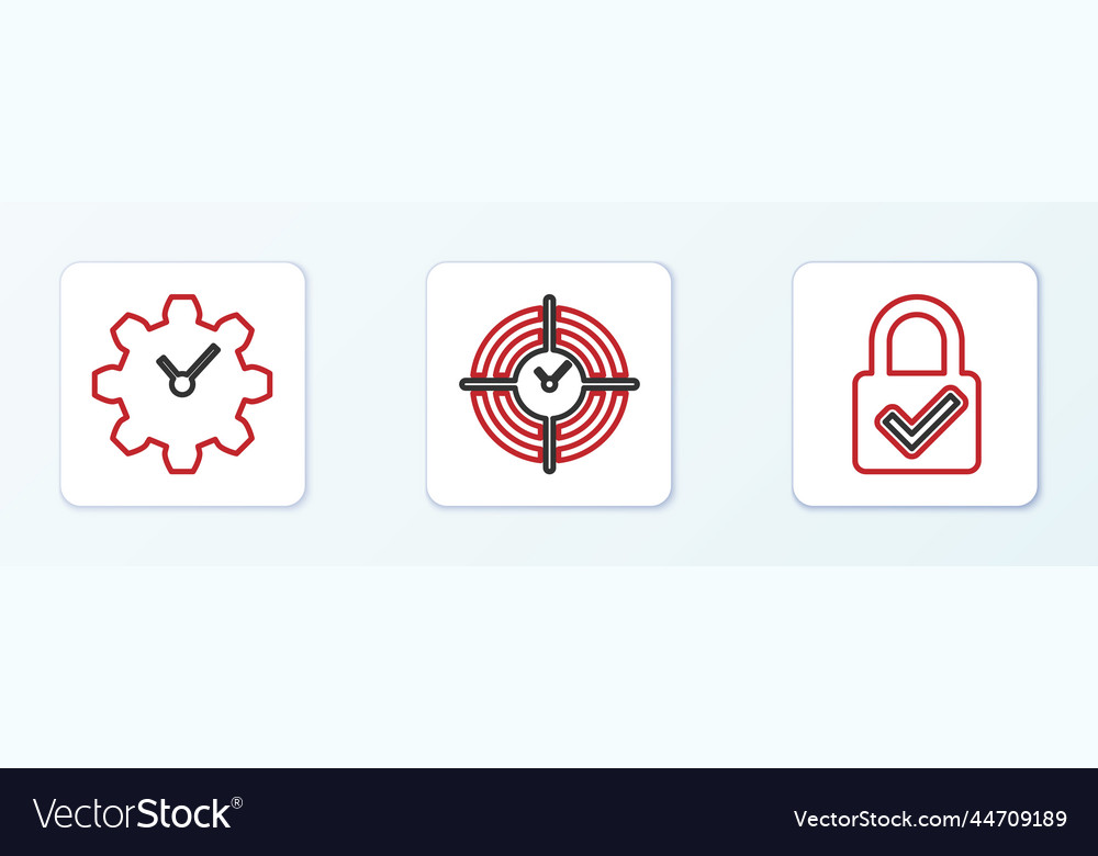 Set line lock and check mark time management vector image Set line lock and check mark time management