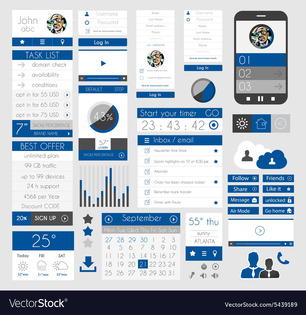 Ui flat design elements for web infographics Vector Image