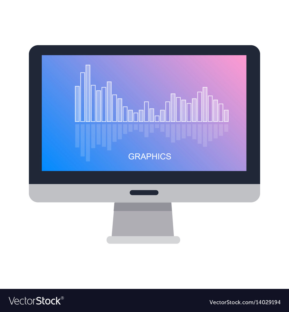 Computer screen isolated with graphics on white