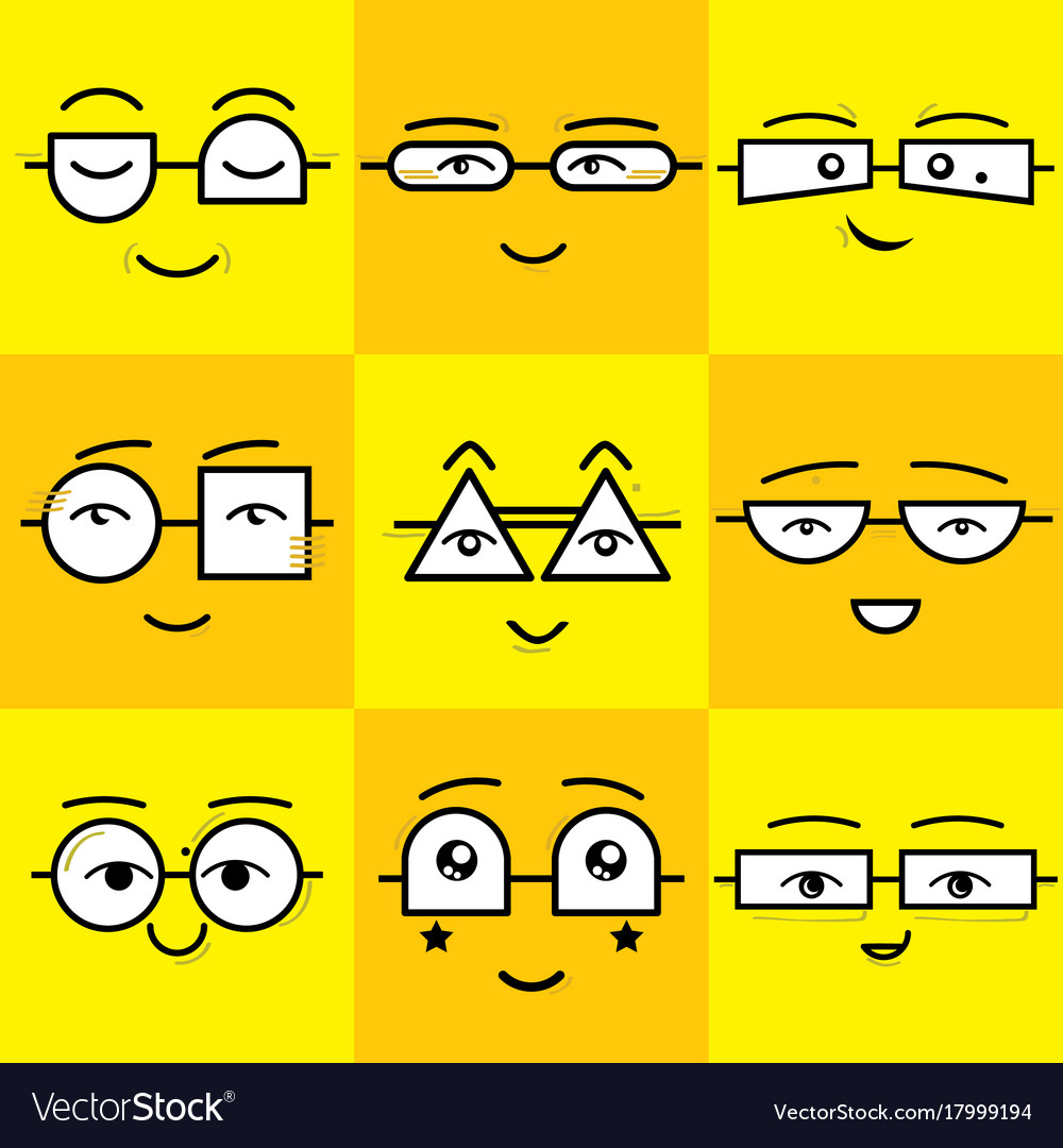 Cute yellow and orange square smiling faces