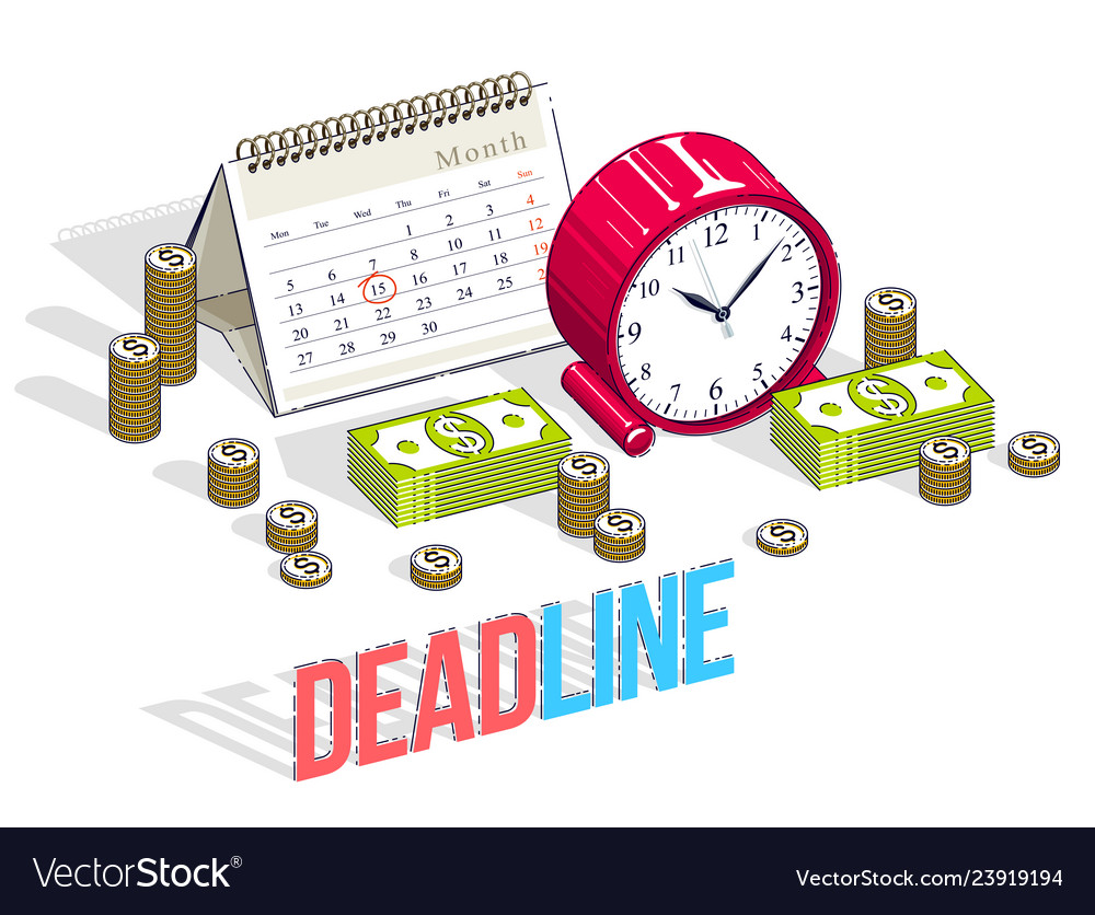 Deadline concept table clock and calendar
