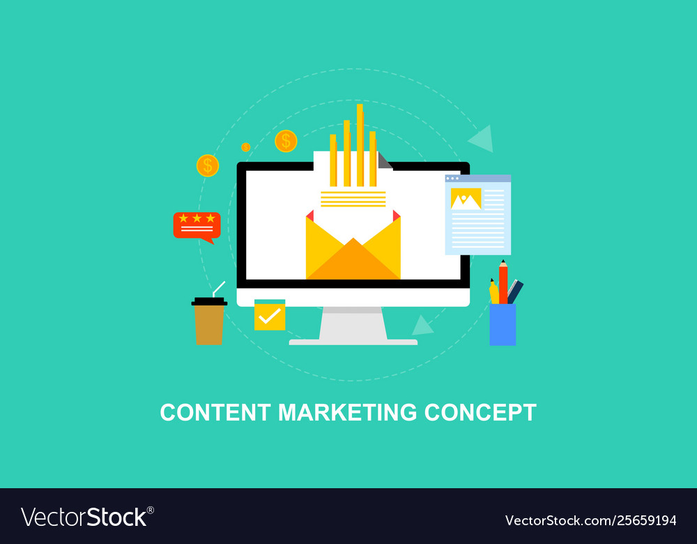 Flat Design Marketing Strategy Content Royalty Free Vector