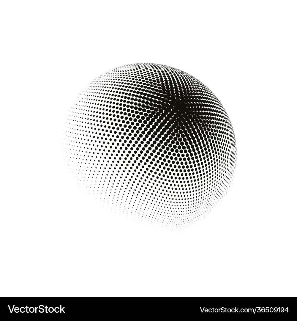 Halftone sphere dotted circle Royalty Free Vector Image
