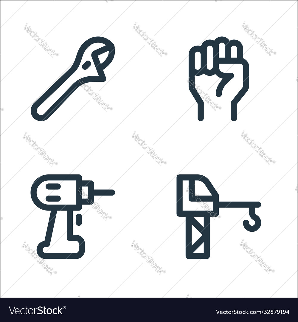 Labour day line icons linear set quality vector image Labour day line icons linear set quality