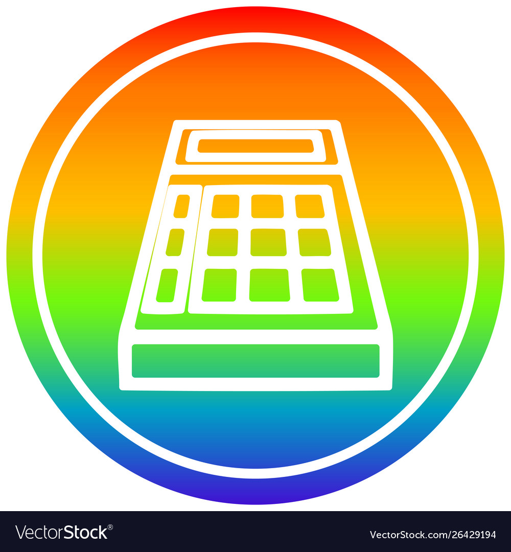 Math calculator circular in rainbow spectrum