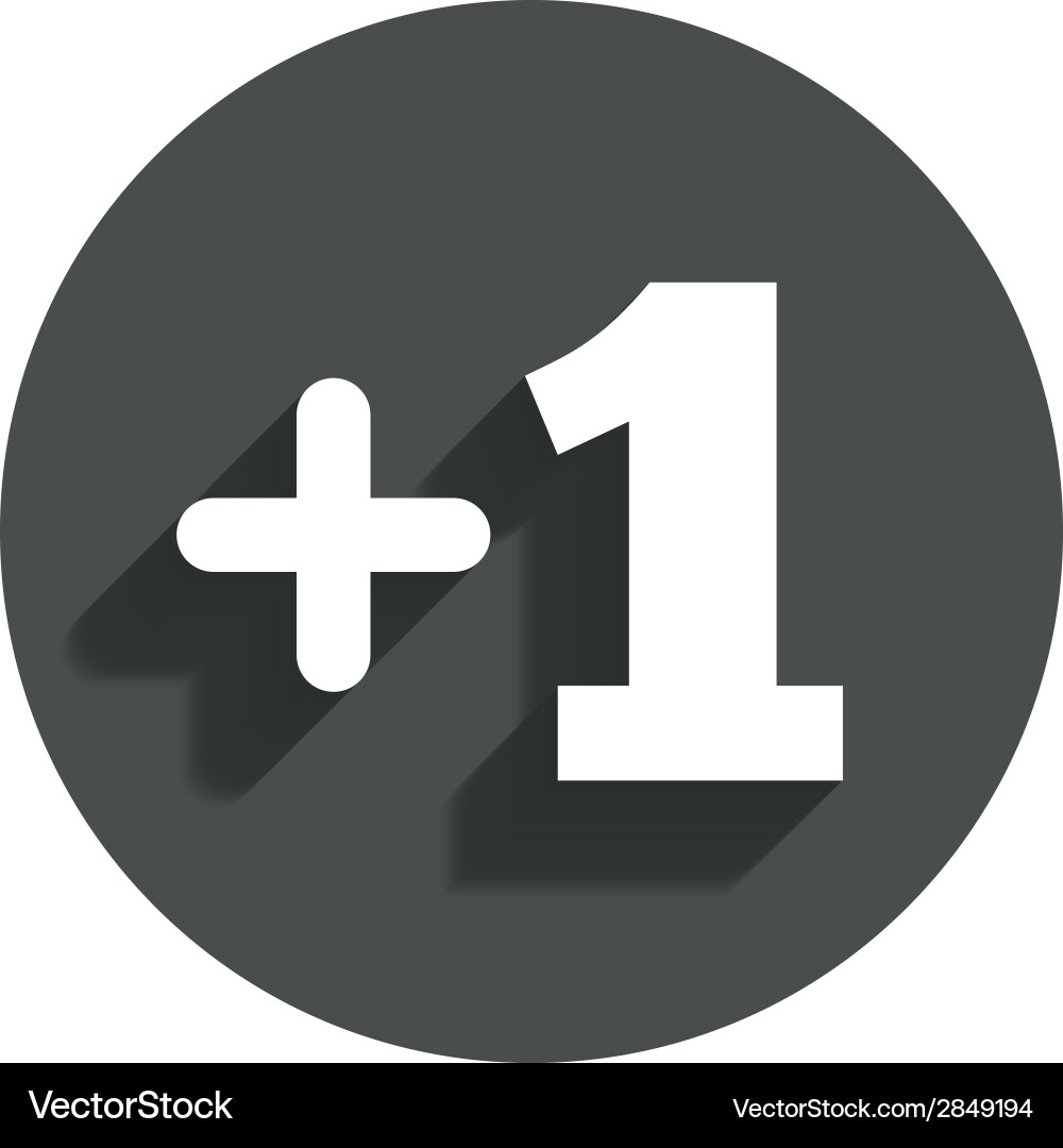 Plus one sign add symbol Royalty Free Vector Image