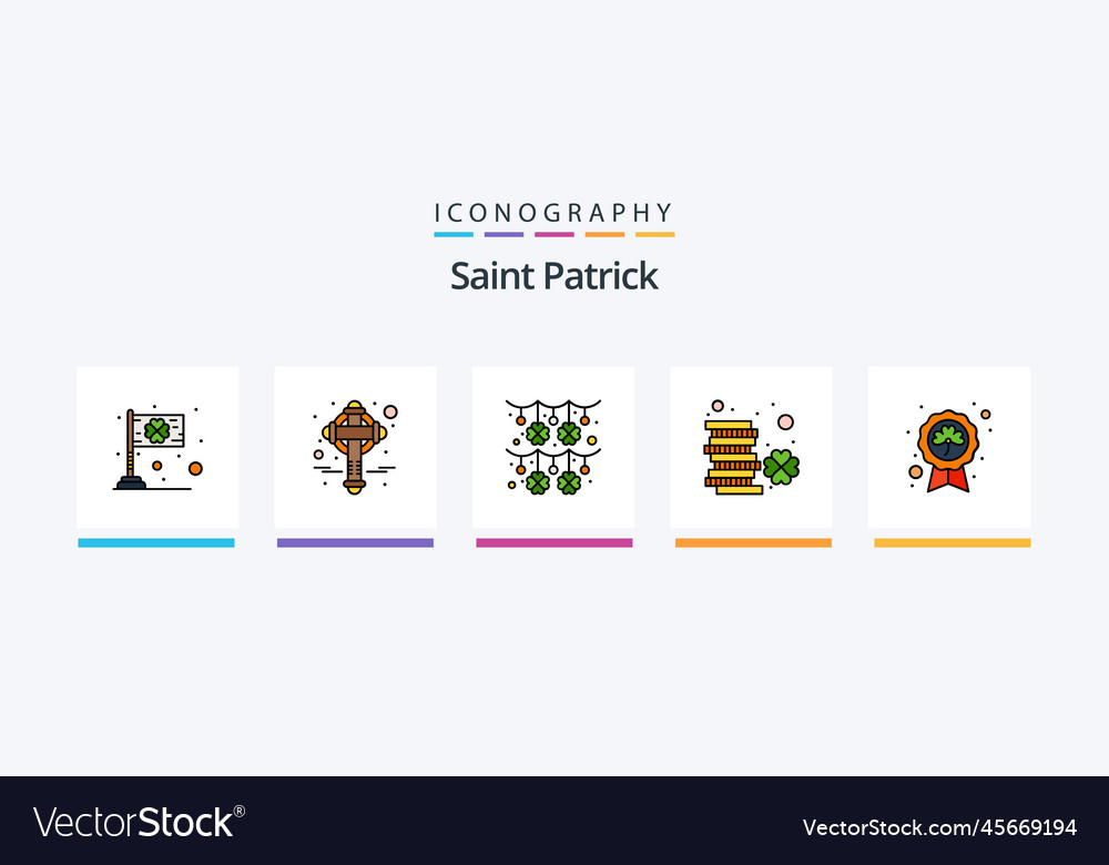 Saint patrick line filled 5 icon pack including