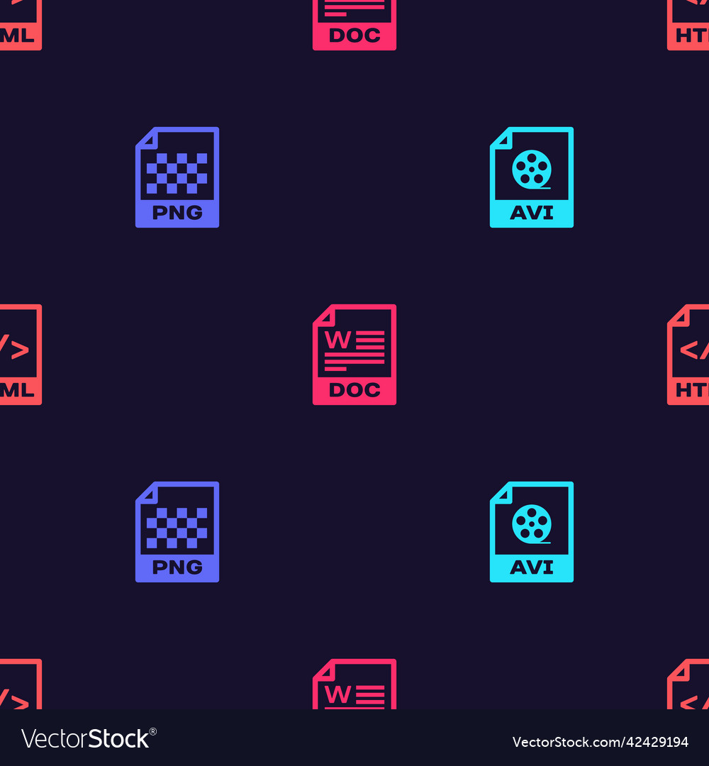 Set avi file document png doc and html vector image Set avi file document png doc and html