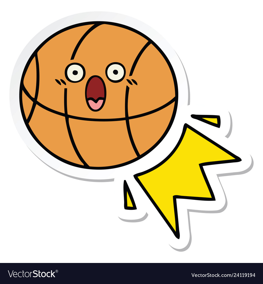 Sticker of a cute cartoon basketball