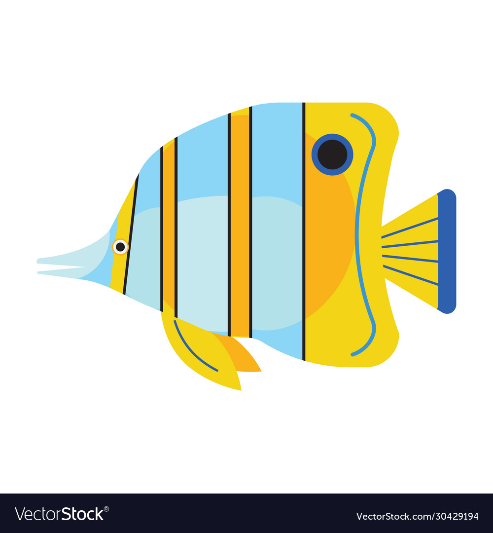 Tropical funny aquarium fish icon in flat