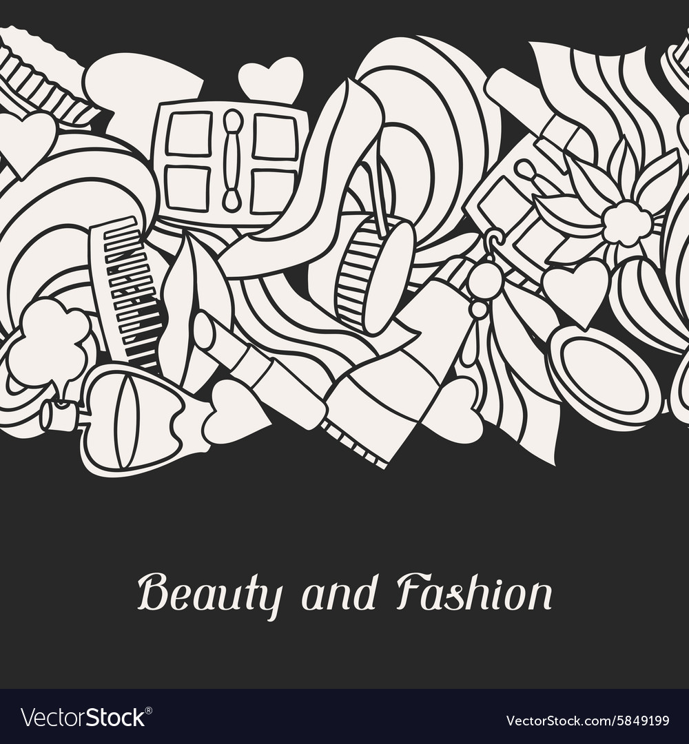 Beauty and fashion seamless pattern with cosmetic