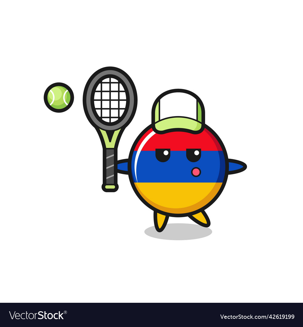 Cartoon character of armenia flag as a tennis