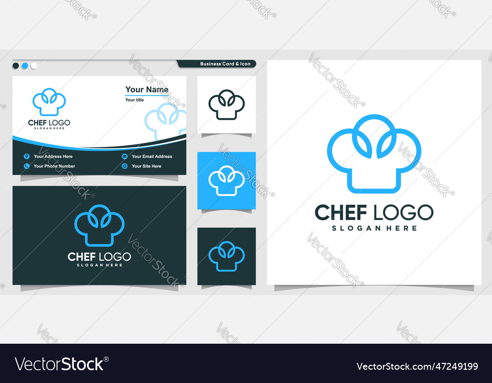 Chef logo with modern bold line art style