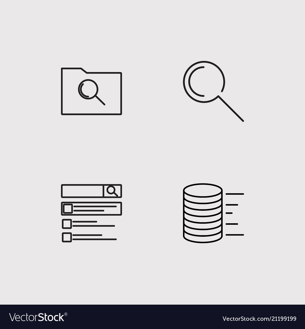 Data analytics simple linear icons set outlined