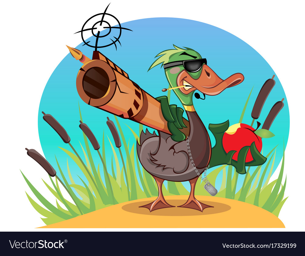 Duck wih a gun Royalty Free Vector Image - VectorStock