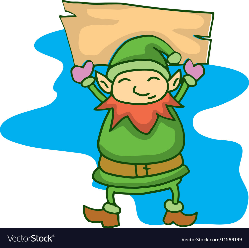 Elf with board cartoon collection stock