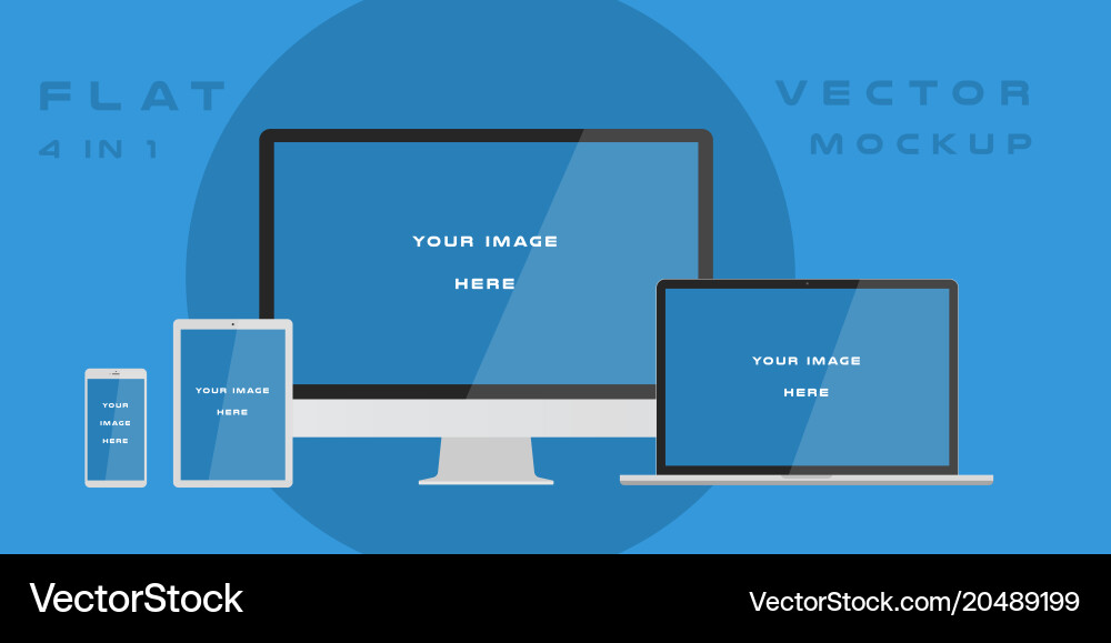 Flat computer monitor laptop tablet smartphone Vector Image