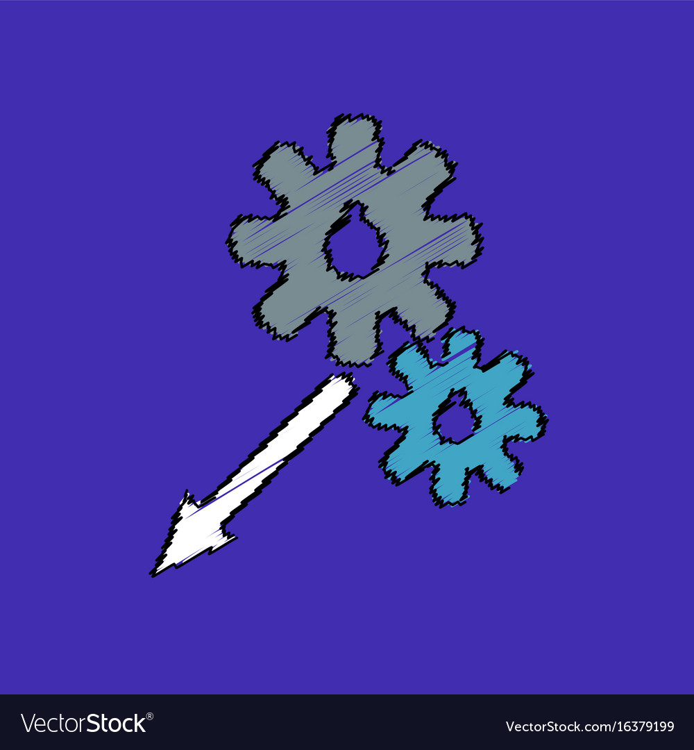 Flat icon design collection two gears in hatching