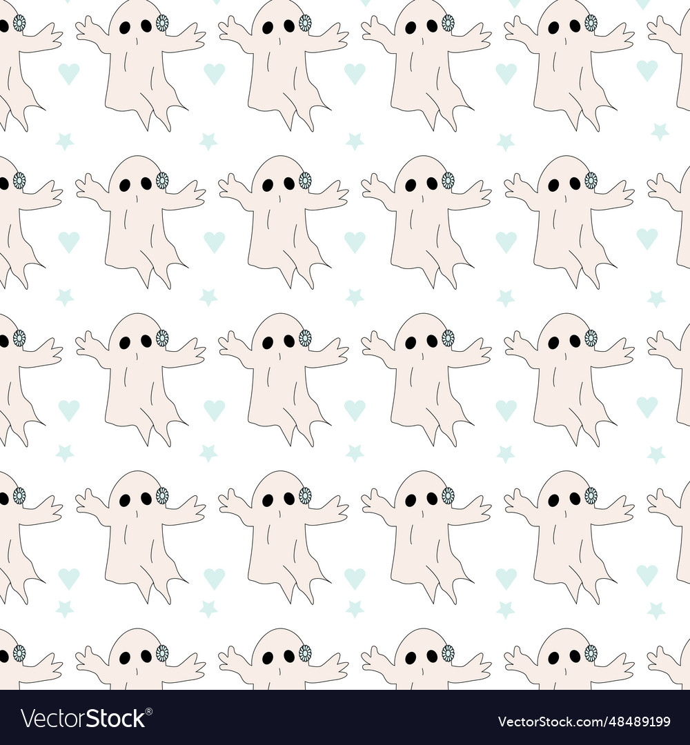 Halloween ghost pattern repeat print background