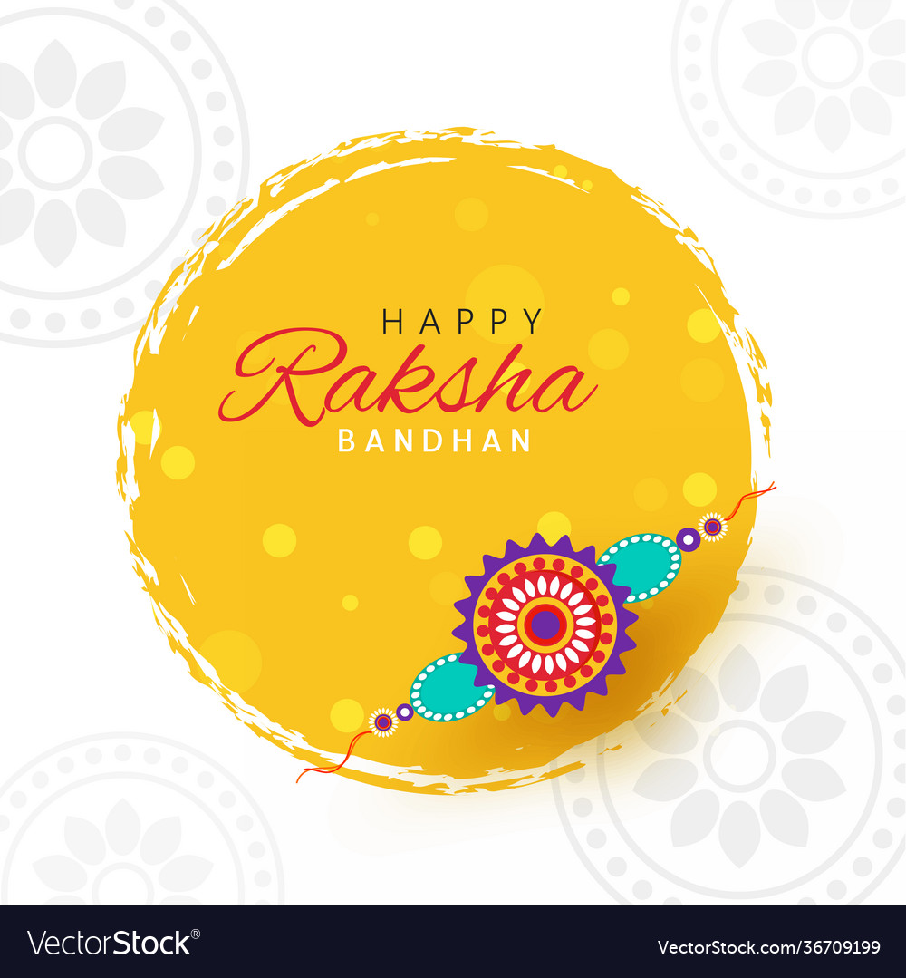 Happy raksha bandhan font with floral rakhi Vector Image