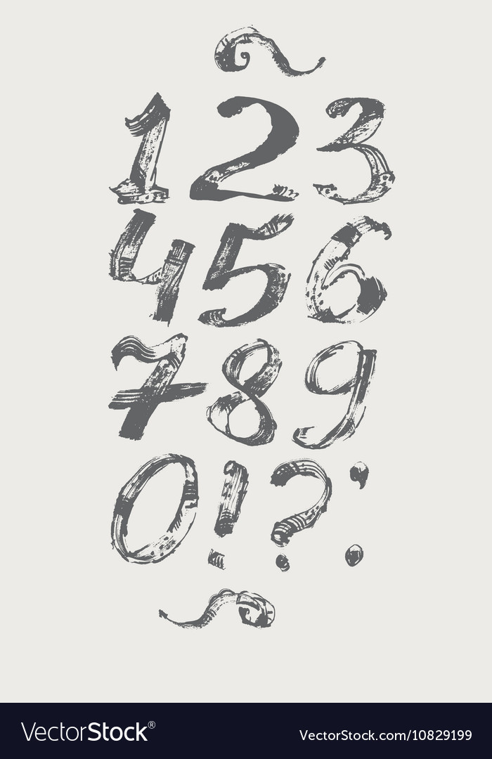 Ink digits and punctuation marks freehand