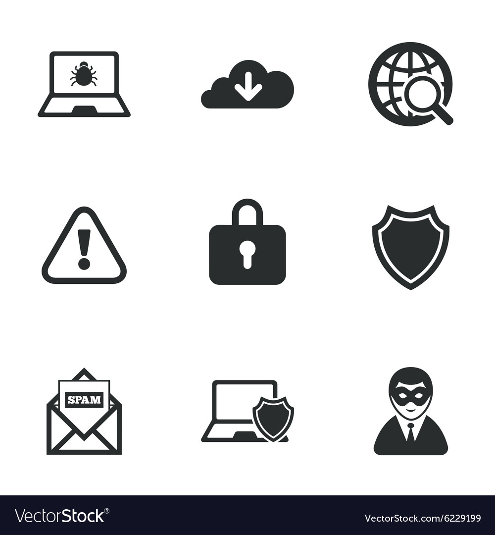 Internet privacy icons Cyber crime signs Vector Image