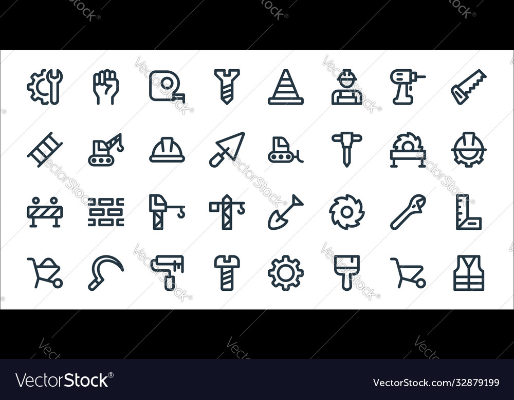 Labour day line icons linear set quality vector image Labour day line icons linear set quality