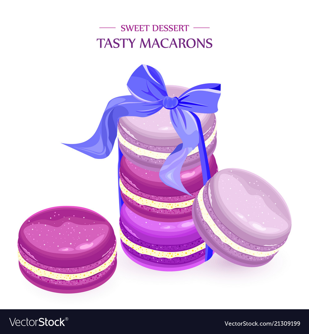 Macaroons Lavender Taste French Desserts Vector Image