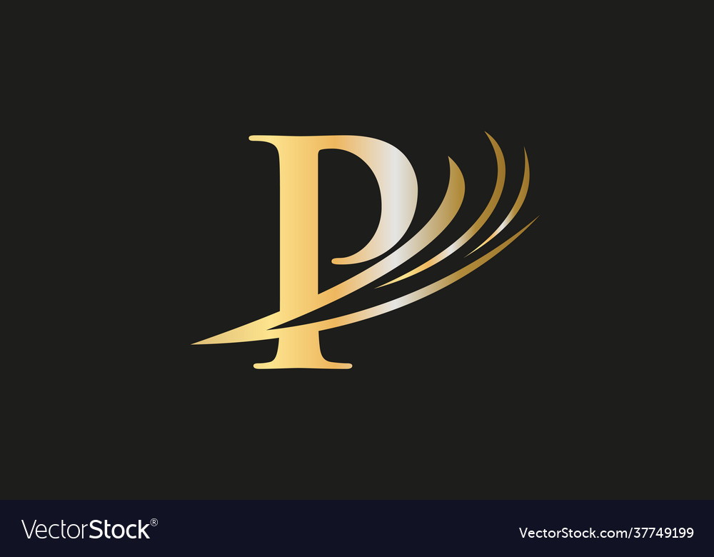 Elegant p logo with crown and love shape heart Vector Image