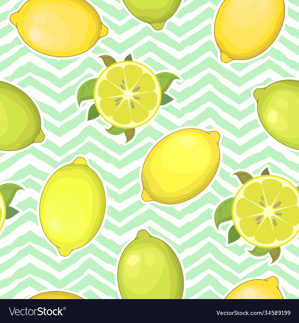 Seamless pattern with colorful lemon and limes Vector Image Seamless pattern with colorful lemon and limes