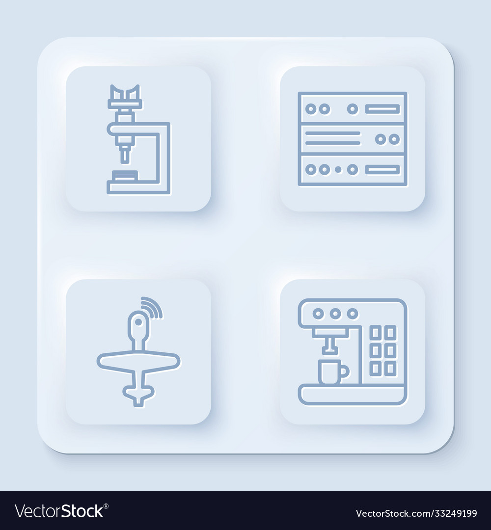 Set line microscope server data web hosting vector image Set line microscope server data web hosting