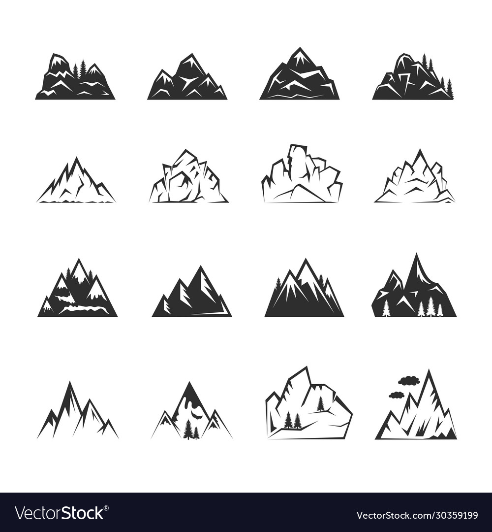 Set mountains and peaks mount for logo Royalty Free Vector