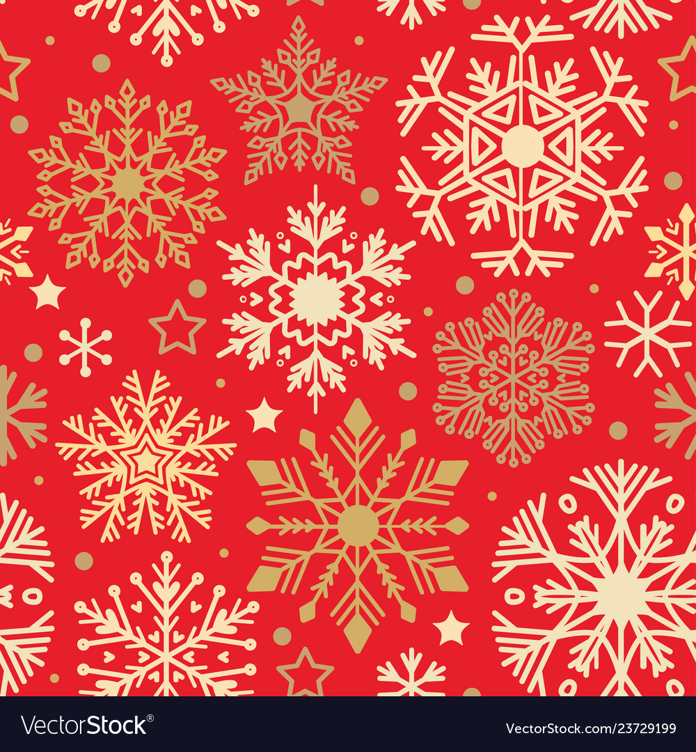 Snow pattern on red background vector image Snow pattern on red background