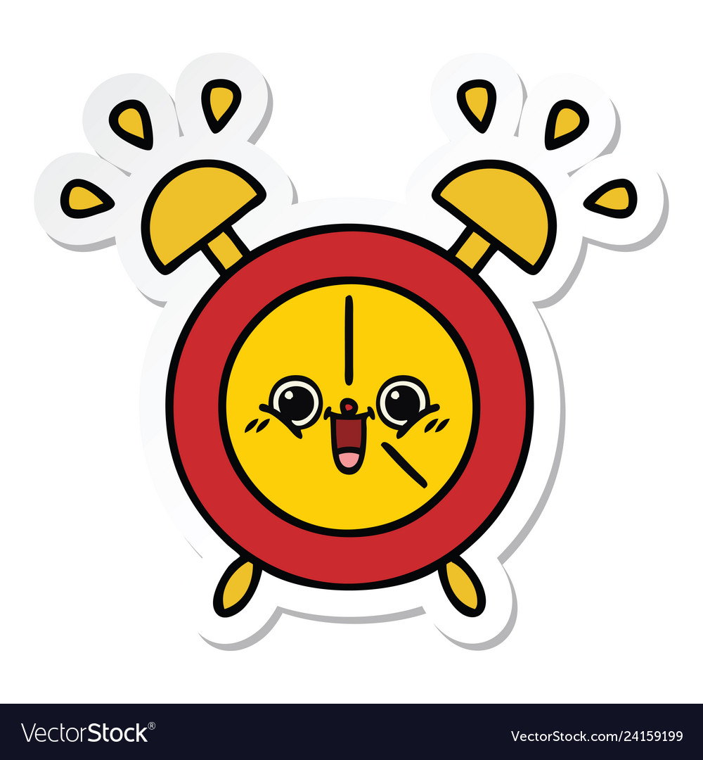 Sticker of a cute cartoon alarm clock