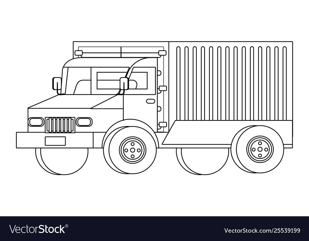 Truck Icon Cartoon In Black And White Royalty Free Vector