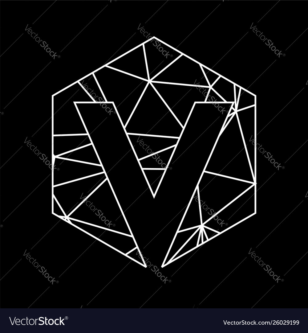 V geometric triangle blockchain font Vector Image V geometric triangle blockchain font