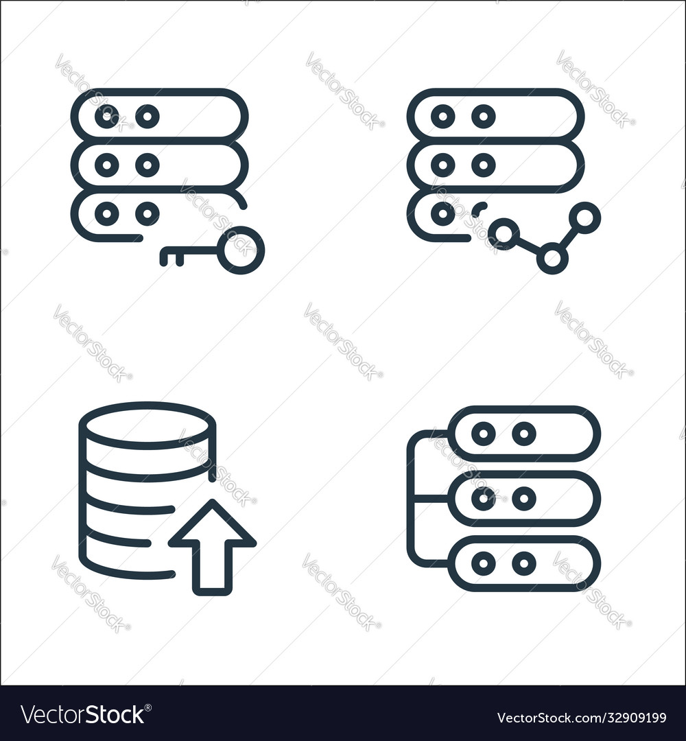 Work office server line icons linear set quality