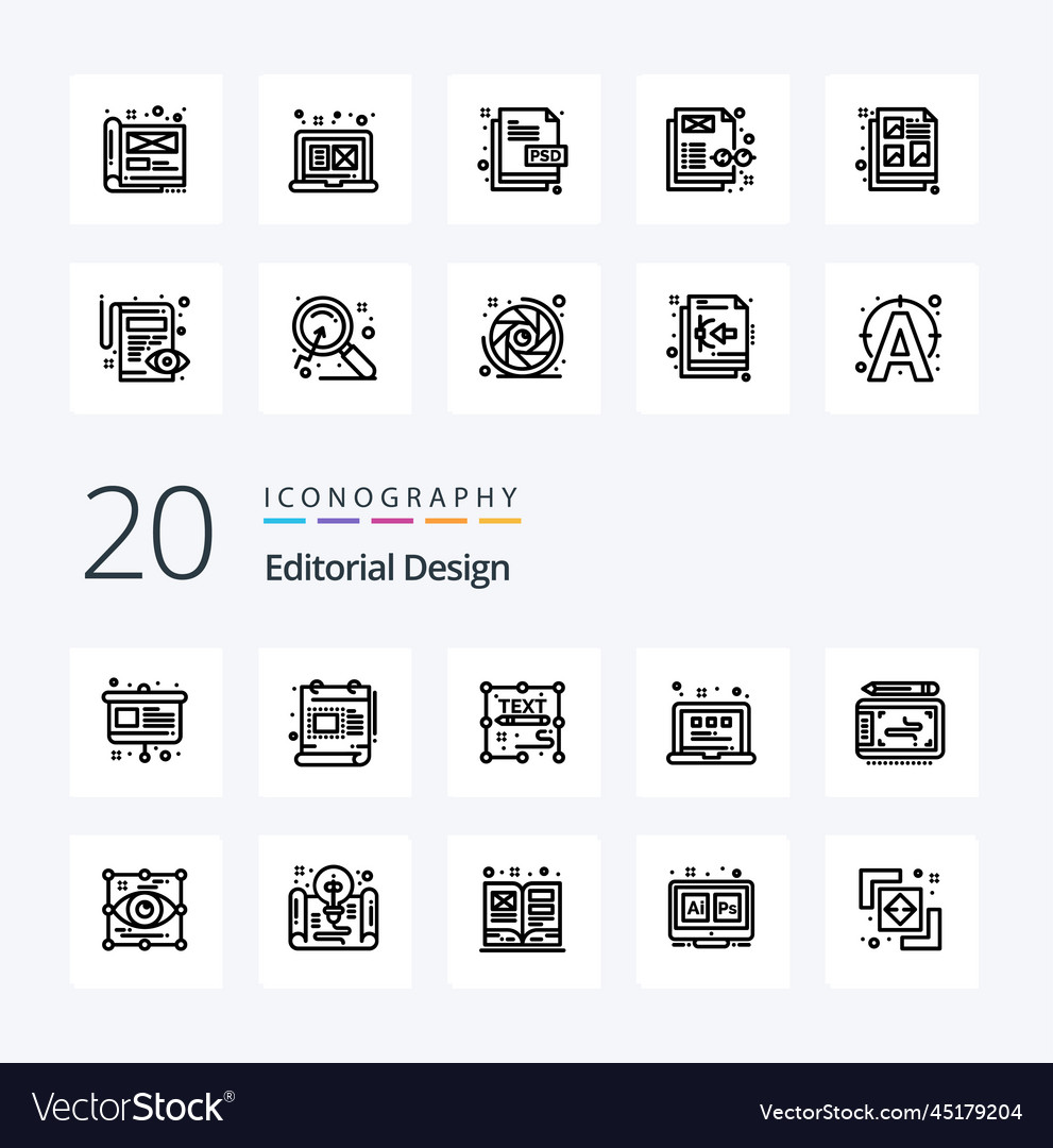 20 editorial design line icon pack like art view