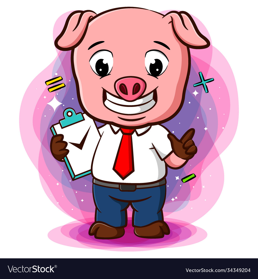 A pig stand with checklist and to do list Vector Image A pig stand with checklist and to do list