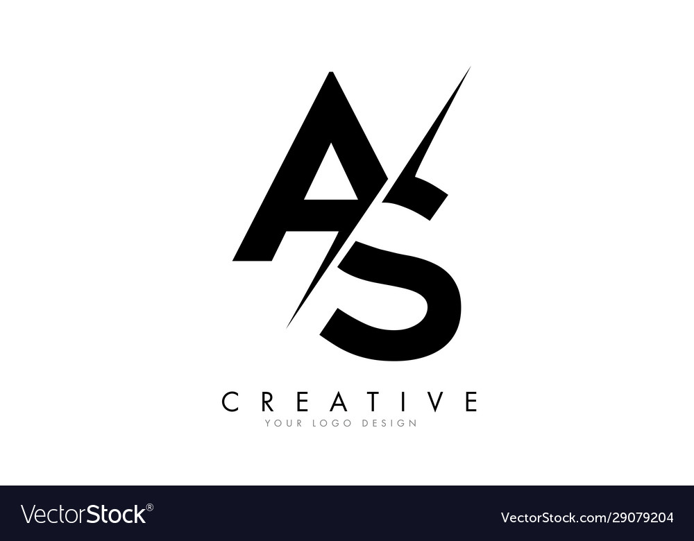 As A S Letter Logo Design With A Creative Cut Vector Image