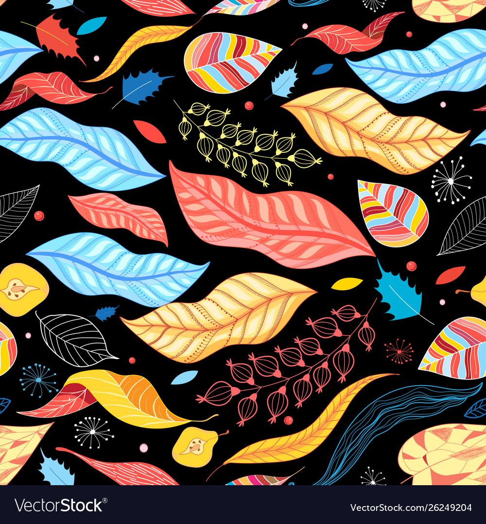Autumn seamless color pattern vector image Autumn seamless color pattern