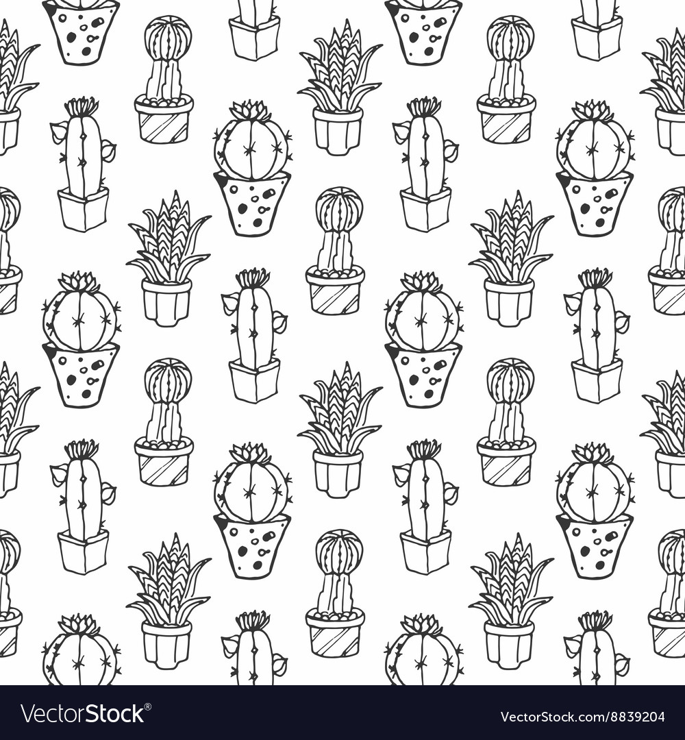 Cactus seamless pattern
