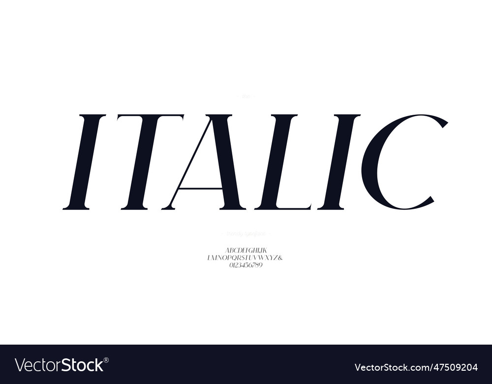 Elegant italic font sans serif style modern