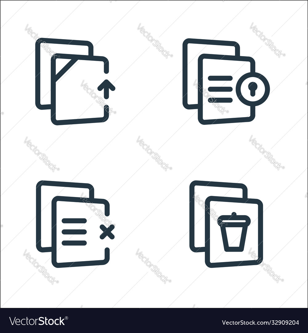File and archive line icons linear set quality