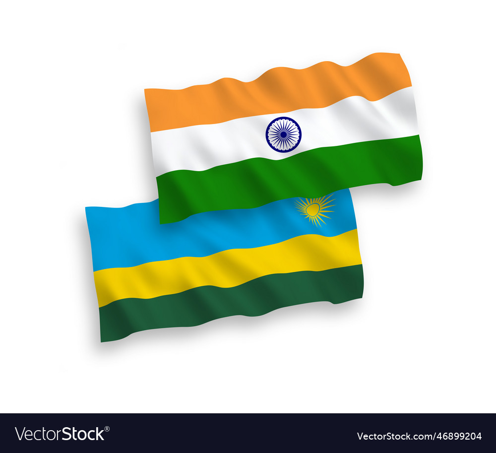 Flaggen von Indien und Republik Ruanda auf einem weißen vector image Flaggen von Indien und Republik Ruanda auf einem weißen