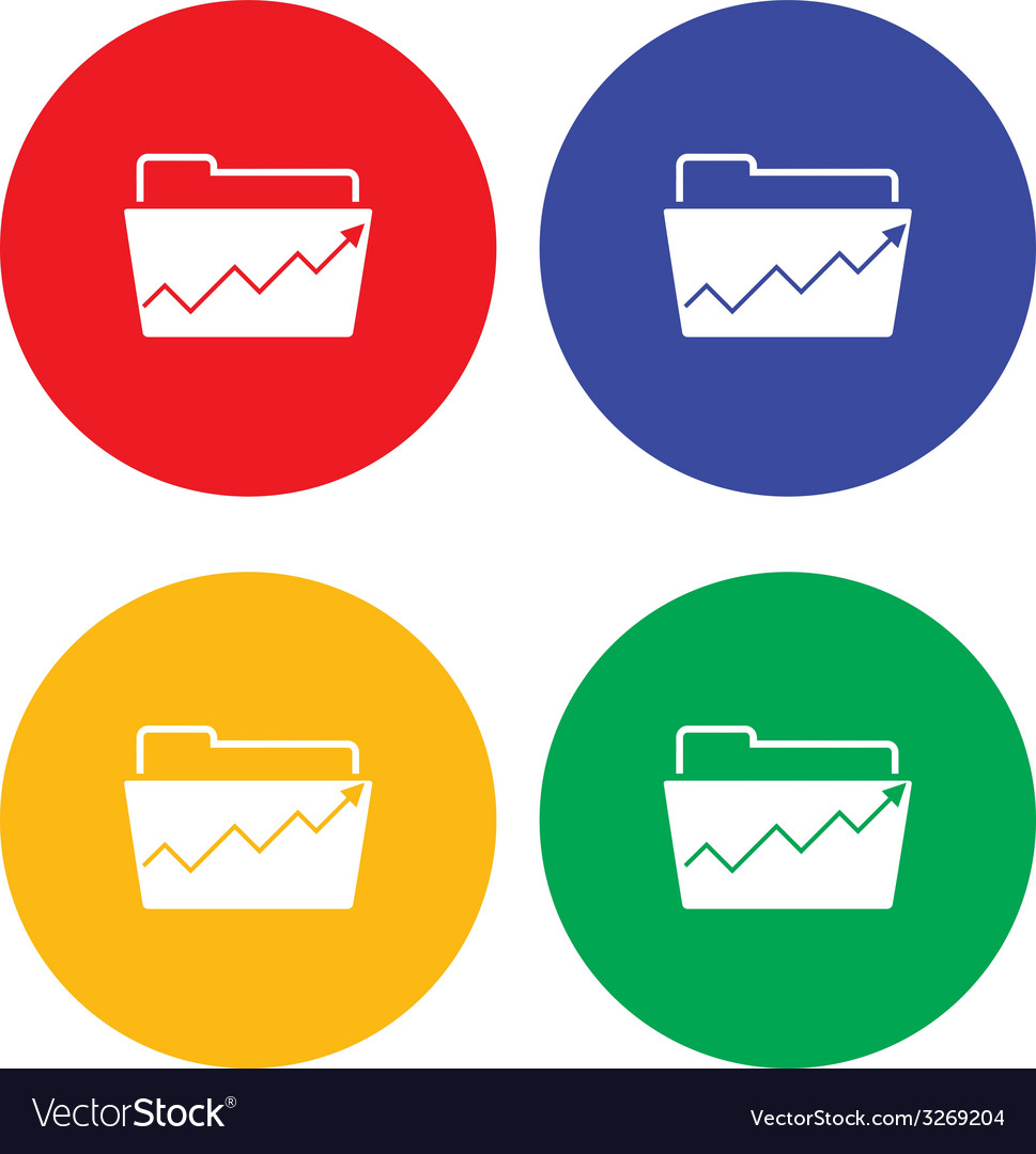 Flat simple folder icon with raising graph
