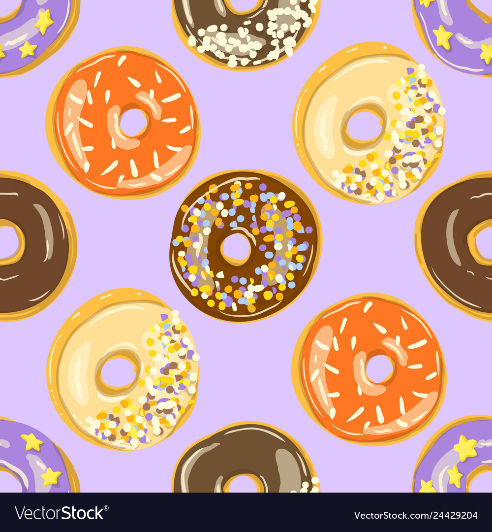 Glazed donuts seamless pattern